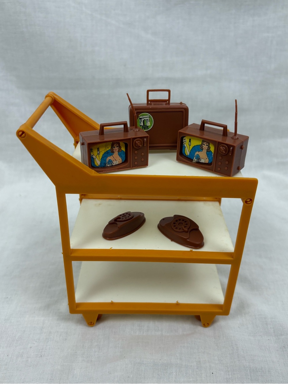 Vintage 1970s Mattel Barbie Friend Ship Serving Cart with Accessories